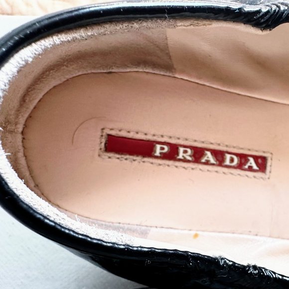 PRADA Sport Patent Leather Round Toe Flats Black Size 8 NWT NIB - Picture 3 of 4